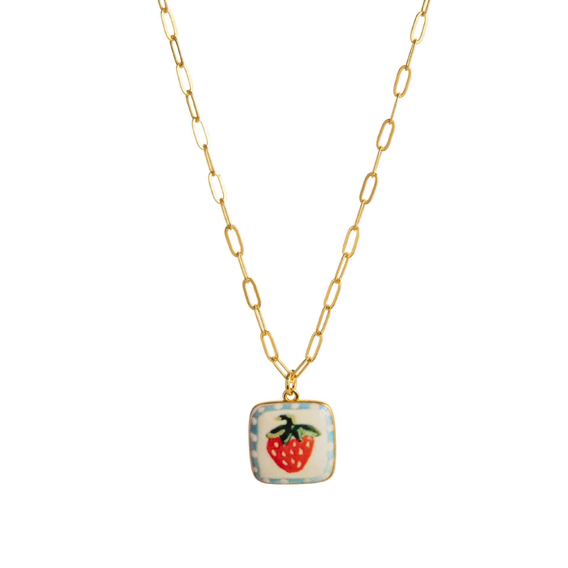 Wholesale Fresh Plant Series Necklace Titanium Steel Diy Lemon Strawberry Bow Pendant Necklace Clavicle Chain